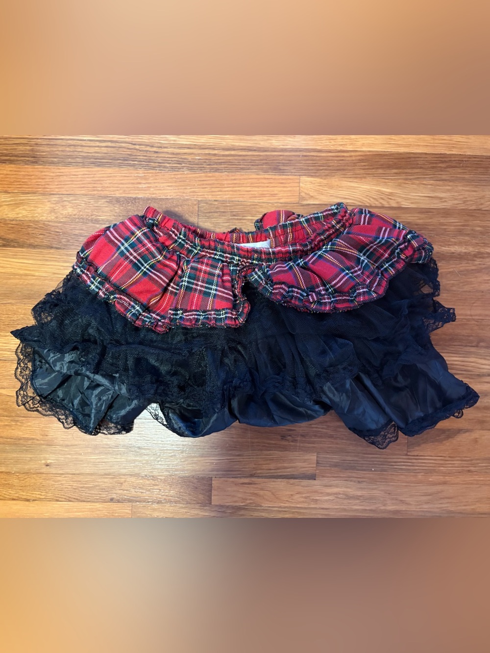ACDC RAG Plaid & Black Lace Tiered Mini Skirt Japanese Goth Harajaku